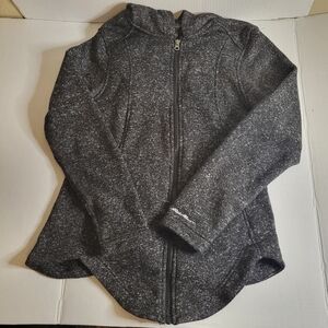 Eddie Bauer Jacket Womens S Fleece Hoodie Rugged Gray Full Zip Embroidered Logo
